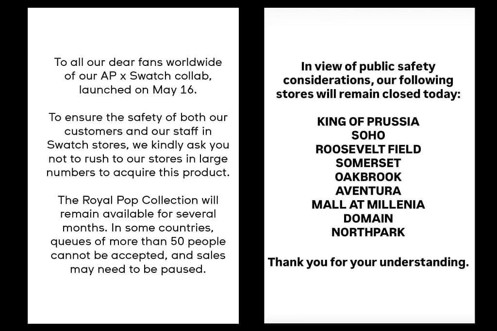 Business News: Royal Pop Sales Resume After Launch Rush For Audemars Piguet X Swatch Collaboration Forced Store Closures