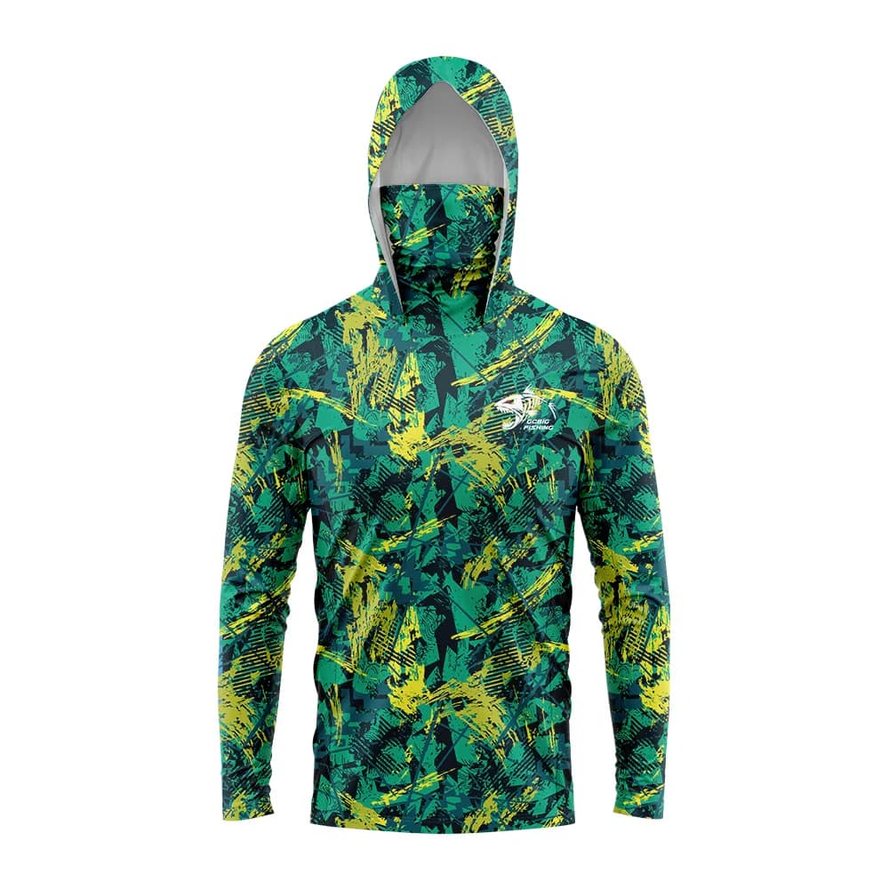 Huk Long Sleeve Hooded Face Cover Fishing Shirts UPF50+Quick Dry Sweatshirts Jungle Breathable UV Protection Men Fishing Jerseys - Image 2
