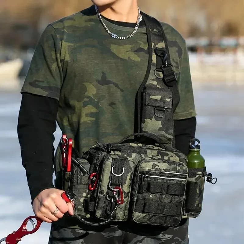 Fishing Tackle Backpack Lure Box Gear Storage Bag Fanny Pack for Men Fly Fishing Backpack with Rod Holder Sling Shoulder Bag - Image 2