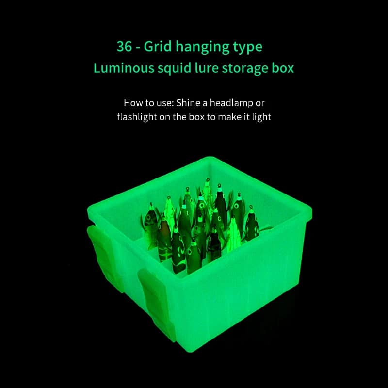 New 36 Grids Plastic Luminous Fishing Tackle Box Hard Lure Storage Box Egi Webfoot Octopus Organizer Squid Jig Bait Container - Image 6